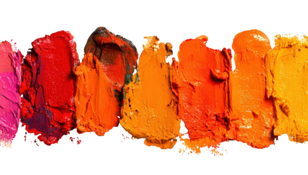 Colorful paint strokes in a horizontal row