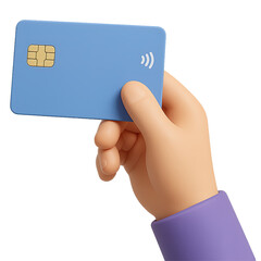 3d icon of a hand performing a contactless credit card payment, great for nfc technology, tap-to-pay, and secure wireless transactions.