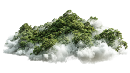 Lush green island floating on a cloud