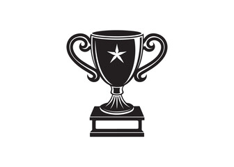 Trophy cup silhouette vector illustration isolated on white background.