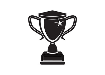 Trophy cup silhouette vector illustration isolated on white background.