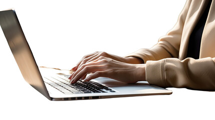 Naklejka premium businessman working on laptop on white background