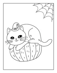 Halloween Coloring Book Pages Vector Illustration, Halloween Animals Printables, Bold Line Spider, Ghost Coloring Book, Preschool Coloring Book