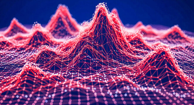 Abstract Red Network: Data Landscape Visualization