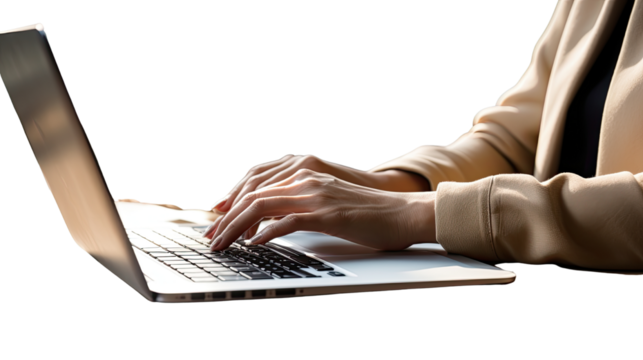 businessman working on laptop on white background