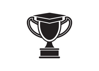 Champion trophy cup black silhouette vector illustration isolated.