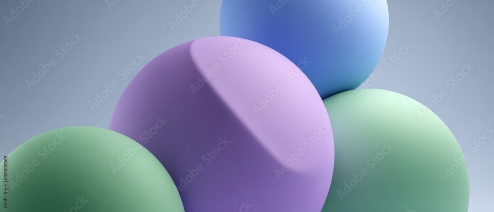 Poster abstract colorful spheres with soft pastel shades and smooth textures create a modern minimalistic d