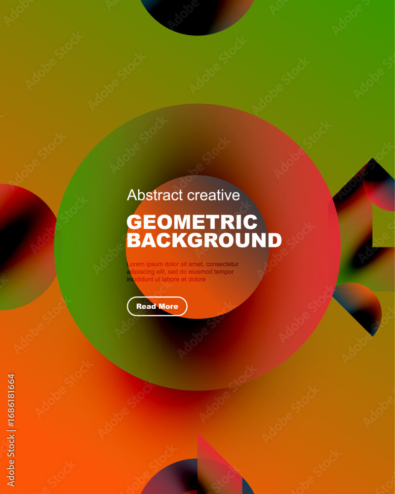 Aufkleber vibrant abstract composition. overlapping geometric shapes create dynamic visual effect. text promot