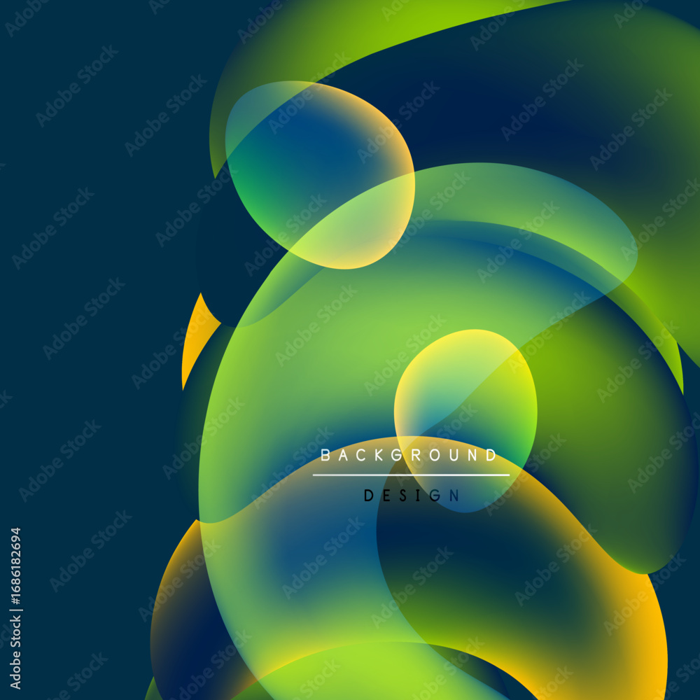 Poster abstract fluid shapes, vibrant colors blend. gradient background creates dynamic visual effect. mode