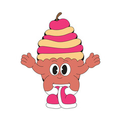 Happy cake mascot character cartoon illustration