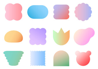 パステルグラデーションの色々な形のセット