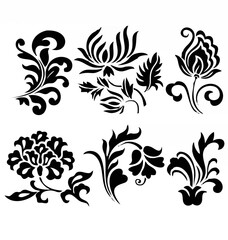 Floral Scroll Element Set Vec...