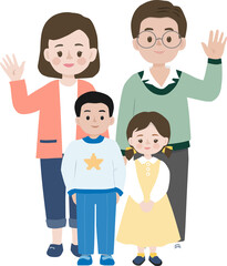 Obraz premium happy family with son and daugther