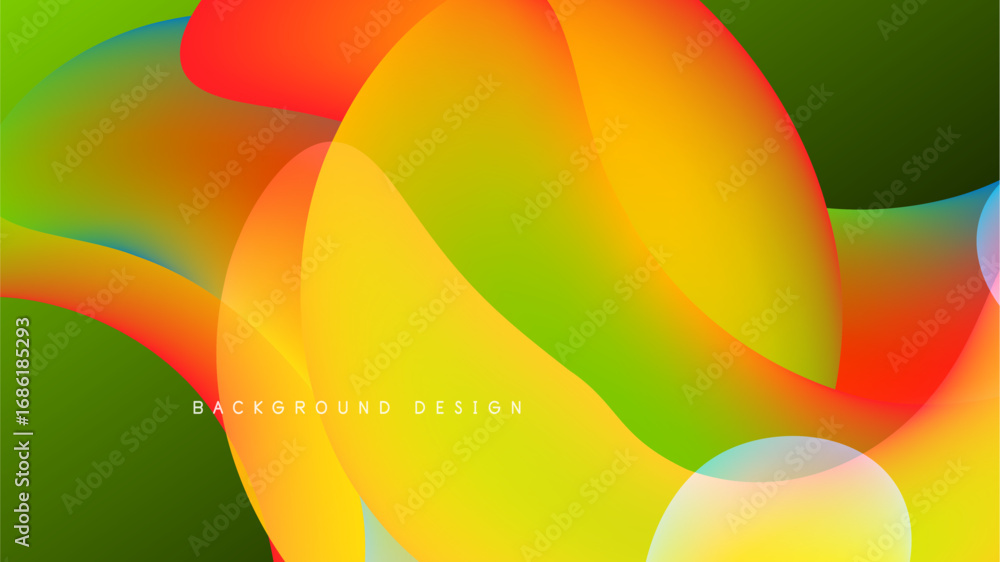 Aufkleber abstract colorful shapes overlap black background. vibrant gradients create dynamic visual effect. m