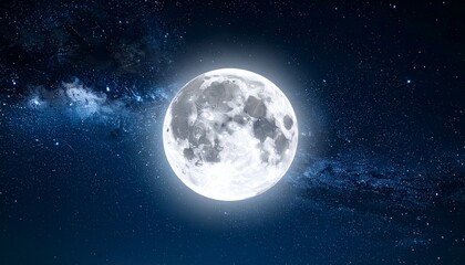 Large, glowing moon in dark, space background, Generated with AI.