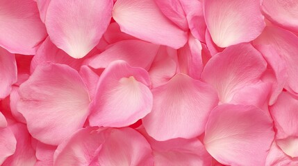 Fototapeta premium Set against a backdrop of pink rose petals, rose petals, pink and white rose petals present a rose petal texture, highlighting the soft and delicate floral details.