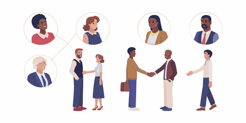 Diverse business people shaking hands in a professional meeting and networking event