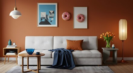 Modern Living Room Interior with Donut Decor