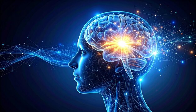Digital human brain with Energy Flow, Generated with AI.