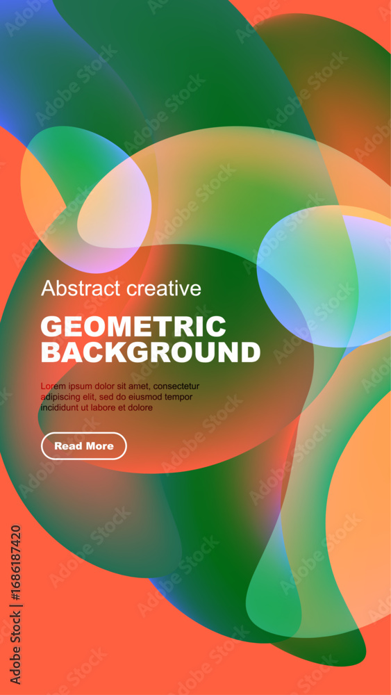Poster vibrant overlapping circles create dynamic abstract composition. text promotes further exploration. 