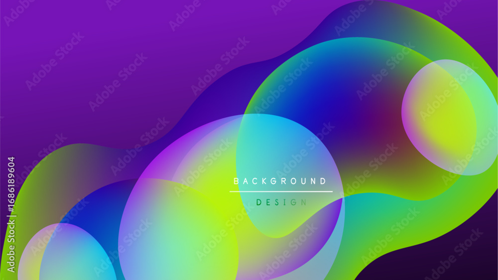 Poster abstract fluid shapes blend vibrant colors. gradient transitions create dynamic visual effect. moder