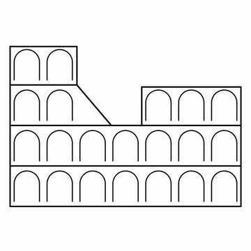 Roman Colosseum, ancient amphitheater landmark in Rome, Italy. Black and white vector illustration for history, architecture, travel, tourism design. isolated white background