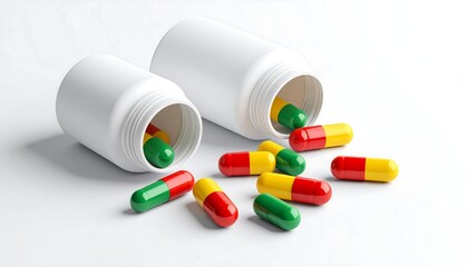 Pill bottles and scattered pills