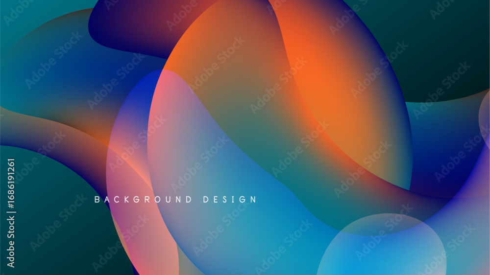 Aufkleber abstract fluid shapes blend, creating vibrant color gradients. dynamic composition with smooth trans