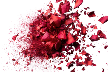 Exploding rose petals in a vibrant crimson explosion