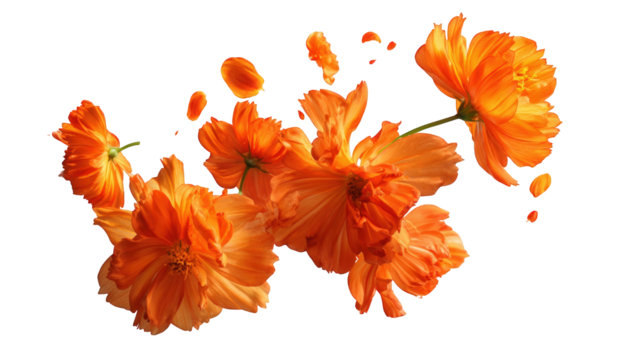 Orange flower cluster, dynamic arrangement