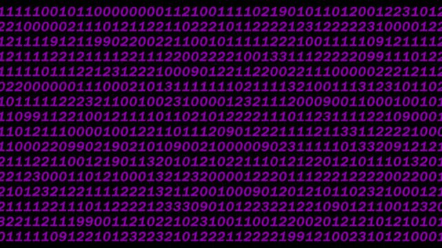Binary Code Digital Data Background, A pattern of binary code in blue on a black background, representing digital data and computing.