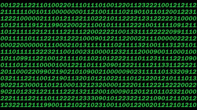 Binary Code Digital Data Background, A pattern of binary code in blue on a black background, representing digital data and computing.