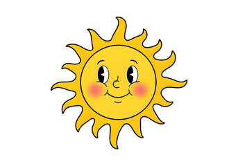 Cute smiling sun illustration with happy face