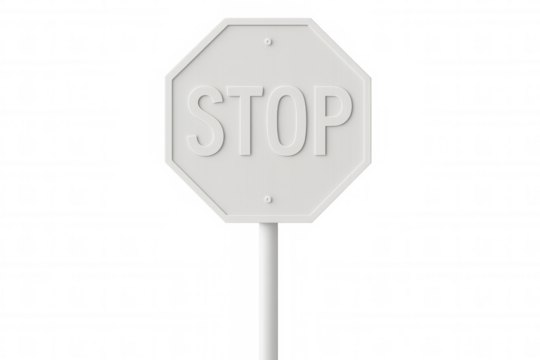 Sleek 3d stop sign with a clear background, perfect for safety and regulatory design themes