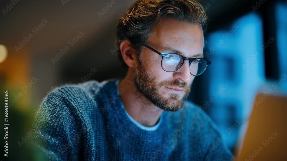 Poster medium shot of thoughtful individual completing a digital protocol survey on microdose psychedelics 
