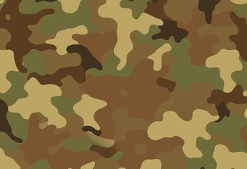 Naklejka premium Abstract military camouflage pattern in muted greens, browns, and tans, brown, graphic design