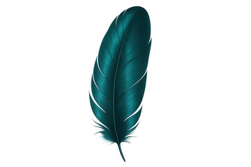 Elegant teal feather on transparent background - ideal for adding a touch of lightness to graphic design projects
