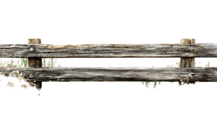 Rustic wooden fence with floral embellishments