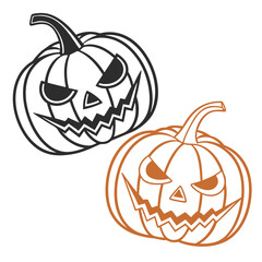 Spooky Jack O Lantern Pumpkins Halloween Icon Graphic Art