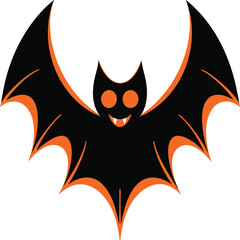 Halloween Bat Illustration Black and Orange Design