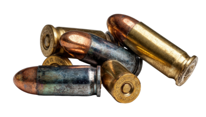 Close-up of various ammunition cartridges