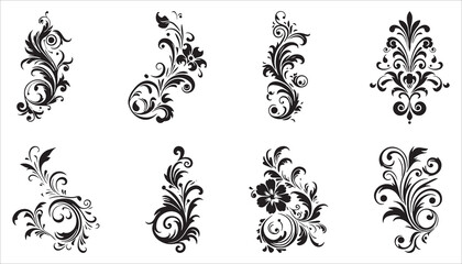 Set Of Floral Scroll And Flourish Ornaments