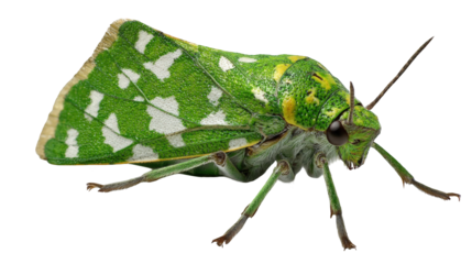 Detailed close-up of a colorful insect