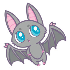 Cute Cartoon Bat Flying with Wide Blue Eyes Halloween Fun