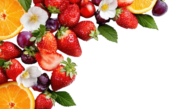 Vibrant fruit arrangement on a black background