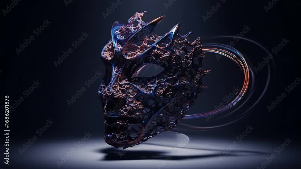 Aufkleber intricate fractal mask design with ethereal lighting and motion for visual arts projects