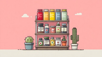 Pharmacy banner with flat medical icons, healthcare illustration, medicine background, and drugstore concept design