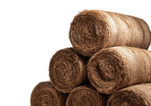 Stacked rolls of hay