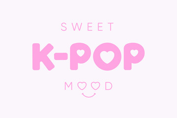 Seet K-POP Mood pink vector illustration, Korean pop creative girls symbol, Kawaii print for K-POP fans