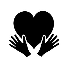 Black Silhouette of a Heart Being Held by Hands in Love